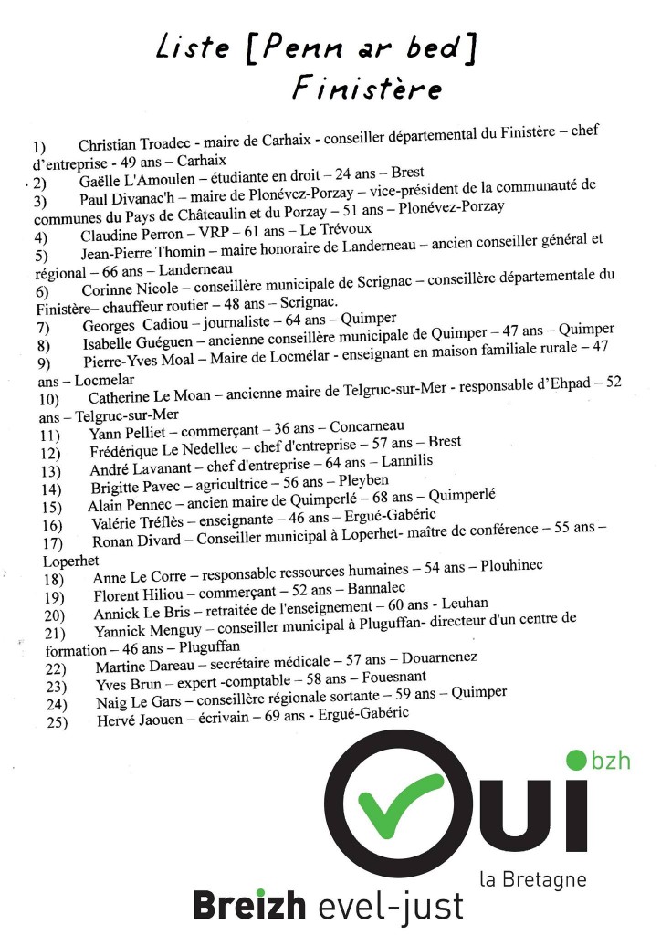 Troadec Liste 2015 Finistère